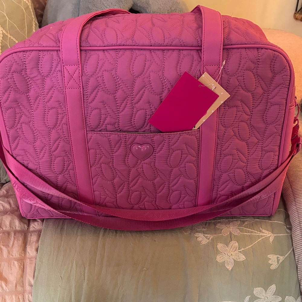 Betsey Johnson Fuchsia Quilted Weekender Bag New With Tags
